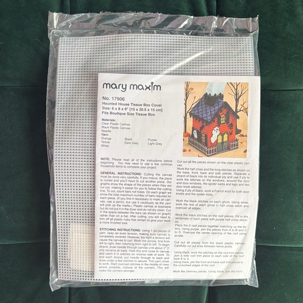 Mary Maxim Haunted House Tissue Box Cover Kit